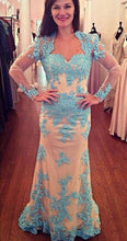 Load image into Gallery viewer, Long Sleeves Lace Sheath Long Prom Dresses Mother of Bride Dresses RS558