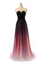 Load image into Gallery viewer, Long Sexy Gradient Ombre Sleeveless Black Navy Blue Chiffon A-Line Prom Dresses RS161