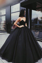 Load image into Gallery viewer, Black Sweetheart Ball Gown Beaded Princess Cheap Strapless Prom Quinceanera Dresses RS852