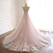 Load image into Gallery viewer, Elegant Pink Sweetheart Tulle Lace Appliques Lace up Prom Evening Dresses RS648