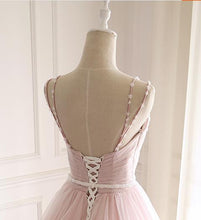 Load image into Gallery viewer, Elegant Pink Sweetheart Tulle Lace Appliques Lace up Prom Evening Dresses RS648
