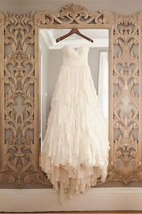 Elegant Sweetheart Spaghetti Straps Chiffon Ruffles Wedding Dresses Bridal Dresses RS777