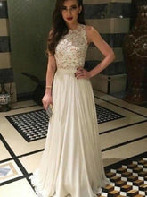 Load image into Gallery viewer, A-line Lace Top High Neck Chiffon Long Prom dress-Elegant Sleeveless Prom Dress