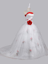Load image into Gallery viewer, Stunning Ball Gown Strapless Wedding Dress with Embroidery Handmade Flower Lace-up RS450