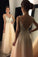 V-Neck Prom Dresses With Appliques Beaded Long A-line Tulle Prom Dresses RS101