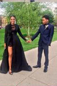 2024 New Style Vintage Long Sleeve Sexy Black A-Line Lace High Neck Prom Dresses RS984