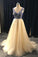 Simple A line Tulle V Neck V Back Beads Blue Party Dresses Prom Dresses RS192