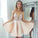 Sexy A-Line Spaghetti Straps V Neck Pearl Pink Short Homecoming Dress with Sequins RS881