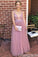 Flossy V Neck Sleeveless A Line Prom Dresses with Appliques