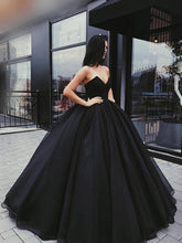 Load image into Gallery viewer, Black Sweetheart Ball Gown Beaded Princess Cheap Strapless Prom Quinceanera Dresses RS852