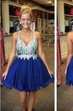 Load image into Gallery viewer, Royal Blue Cute Short Tulle Homecoming Dresses With Beading H27