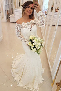 Gorgeous Off Shoulder Long Sleeves Mermaid Wedding Dresses