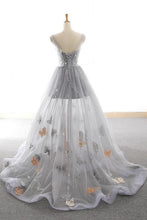 Load image into Gallery viewer, Grey Sweet Star Maxi Tulle A Line Lace Up Prom Dress