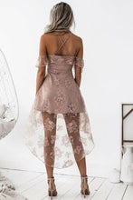 Load image into Gallery viewer, Cute A-Line High Low Blush Pink Spaghetti Straps Lace Short Homecoming Dresses RS04