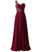 Load image into Gallery viewer, One Shoulder Long Bridesmaid Prom Dresses Chiffon Evening Gowns RS211