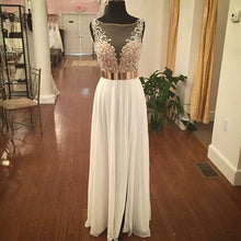 Load image into Gallery viewer, Luxurious A-line V-neck Long Chiffon Empire Evening/Formal Party/Prom Dress With Beading