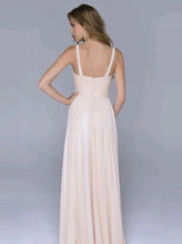 Load image into Gallery viewer, Pale Pink Unique A Line with Spaghetti Straps Open Back Backless Chiffon Prom Dresses RS29