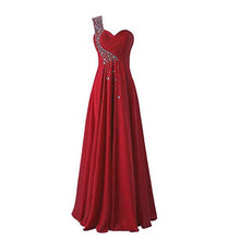 Load image into Gallery viewer, One Shoulder Long Bridesmaid Prom Dresses Chiffon Evening Gowns RS211