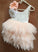 Princess Cute Pink Lace Tulle Flower Girl Dresses Layered Open Back Lovely Tutu Dresses RS776