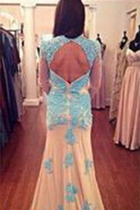 Long Sleeves Lace Sheath Long Prom Dresses Mother of Bride Dresses RS558