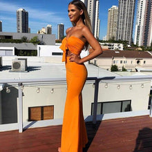 Load image into Gallery viewer, Orange Sweetheart Two Pieces Mermaid Sexy Long Bridesmaid Dresses Prom Dresses RS321