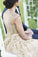 Illusion Neck Beading Long Gold Wedding Dress with Sheer Back Long Prom Dresses RS936
