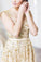Illusion Neck Beading Long Gold Wedding Dress with Sheer Back Long Prom Dresses RS936