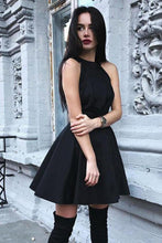 Load image into Gallery viewer, Little Black Halter Open Back Homecoming Dresses Under 100 Cute Short Prom Dresses H1056