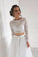 Long Sleeve Lace Round Neck Ivory Boho Wedding Dresses with Tulle Beach Bridal Dresses W1025