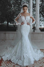 Load image into Gallery viewer, Long Sleeve Lace Wedding Dress Mermaid Beads Lace Appliques Wedding Gowns RS476