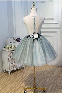 Luxury Waist Flowers See Through Backside Lolita Dress Short Tulle Homecoming Dresses H1335