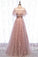 Elegant High Neck Vintage Long Lace Up Prom Dresses Flowy Party Gowns
