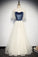 Elegant Ivory And Blue Flowy Princess Prom Dresses For Teens Long Homecoming Dresses