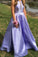 Classy Long A-line Satin Prom Dresses Simple Lilac Party Dresses