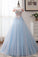 Newest Off The Shoulder Light Blue And Pink Long Elegant Ball Gown Prom Dresses Princess Dresses