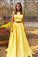 Pretty Two Pieces Simple Yellow A-line Prom Dresses For Teens Party Dresses