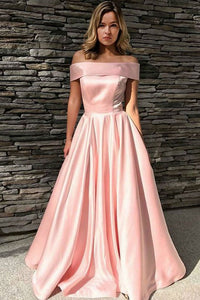 Off The Shoulder Long Pink Modest Prom Dresses For Teens Party Dresses