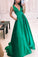 Casual Green A-line Prom Dresses For Women Pretty Long Prom Gowns