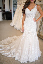 Load image into Gallery viewer, Mermaid Lace Applique Sweetheart Ivory Wedding Dresses Long Wedding Dresses RS945