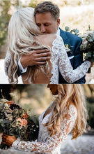 Load image into Gallery viewer, Mermaid Long Sleeve Lace Beach Wedding Dresses Backless V Neck Boho Wedding Gowns W1064