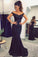 Mermaid Off the Shoulder Navy Blue Sweetheart Prom Dresses with Sequins RS577