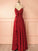 Mermaid Spaghetti Straps Red Satin Prom Dresses with Ruffles Long Party Dress RS400
