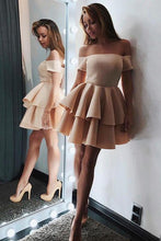 Load image into Gallery viewer, Mini Short A-line Off the Shoulder Above Knee Short Sleeve Prom Dress Cocktail Dresses H1018