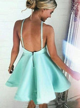 Load image into Gallery viewer, Mint satins backless A-line short dress mini party dresses RS396