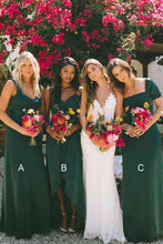 Load image into Gallery viewer, New Style Sheath Sweetheart Chiffon Dark Green Bridesmaid Dresses Wedding Party Dress RS986