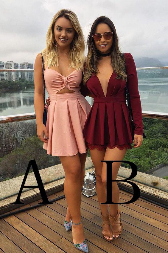 New Style V Neck Above Knee Homecoming Dresses Cheap Short Prom Dresses H1087