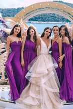 Load image into Gallery viewer, New Styles Purple Chiffon Bridesmaid Dresses Long Ruffles Bridesmaid Gowns BD1015