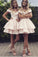 Off the Shoulder Pink Homecoming Dresses V Neck Above Knee Short Cocktail Dresses H1070