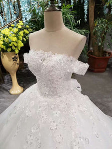 2024 Special Offer Boat Neck Wedding Dresses Lace Up Boat Neck With Appliques And Rhinestones
