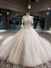 Load image into Gallery viewer, 2024 Luxurious High Neck Wedding Dresses Tulle With Sequins Beads Crystals